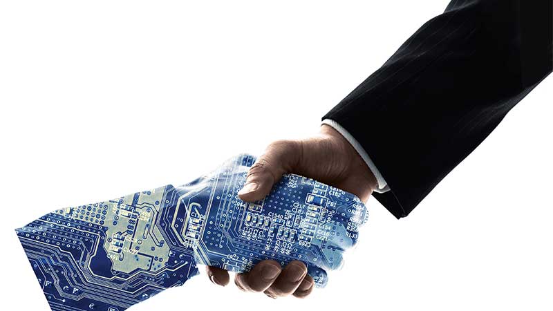 robotic hand shake with human